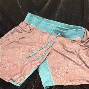 Lululemon Athletica gray-orange and Blue Athletic Shorts